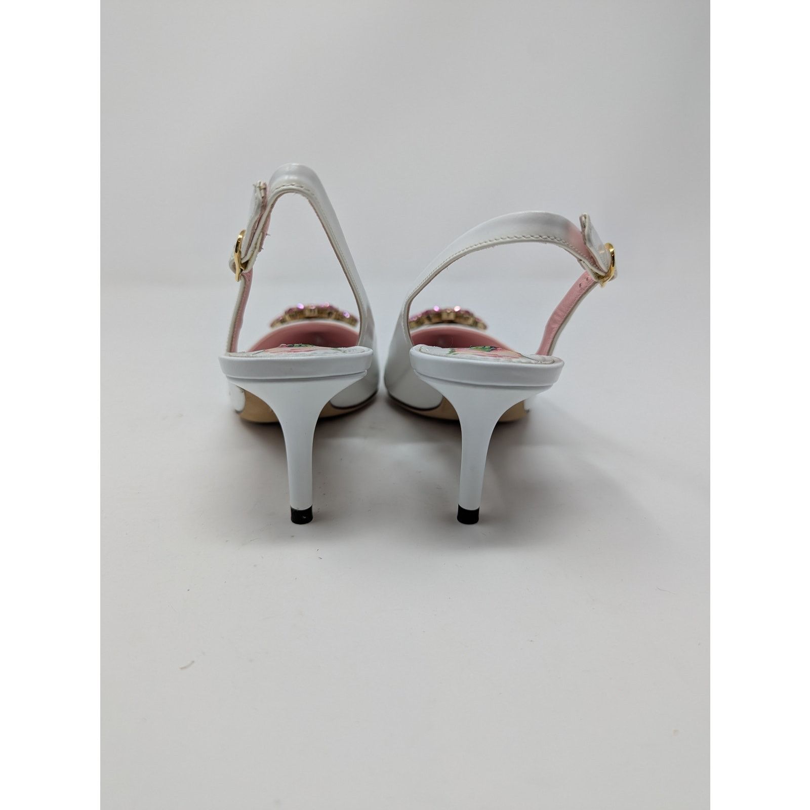 Dolce & Gabbana Dolce & Gabbana Jeweled Bellucci Floral Heels White Pink Size US 5 / IT 35 - 19 Thumbnail