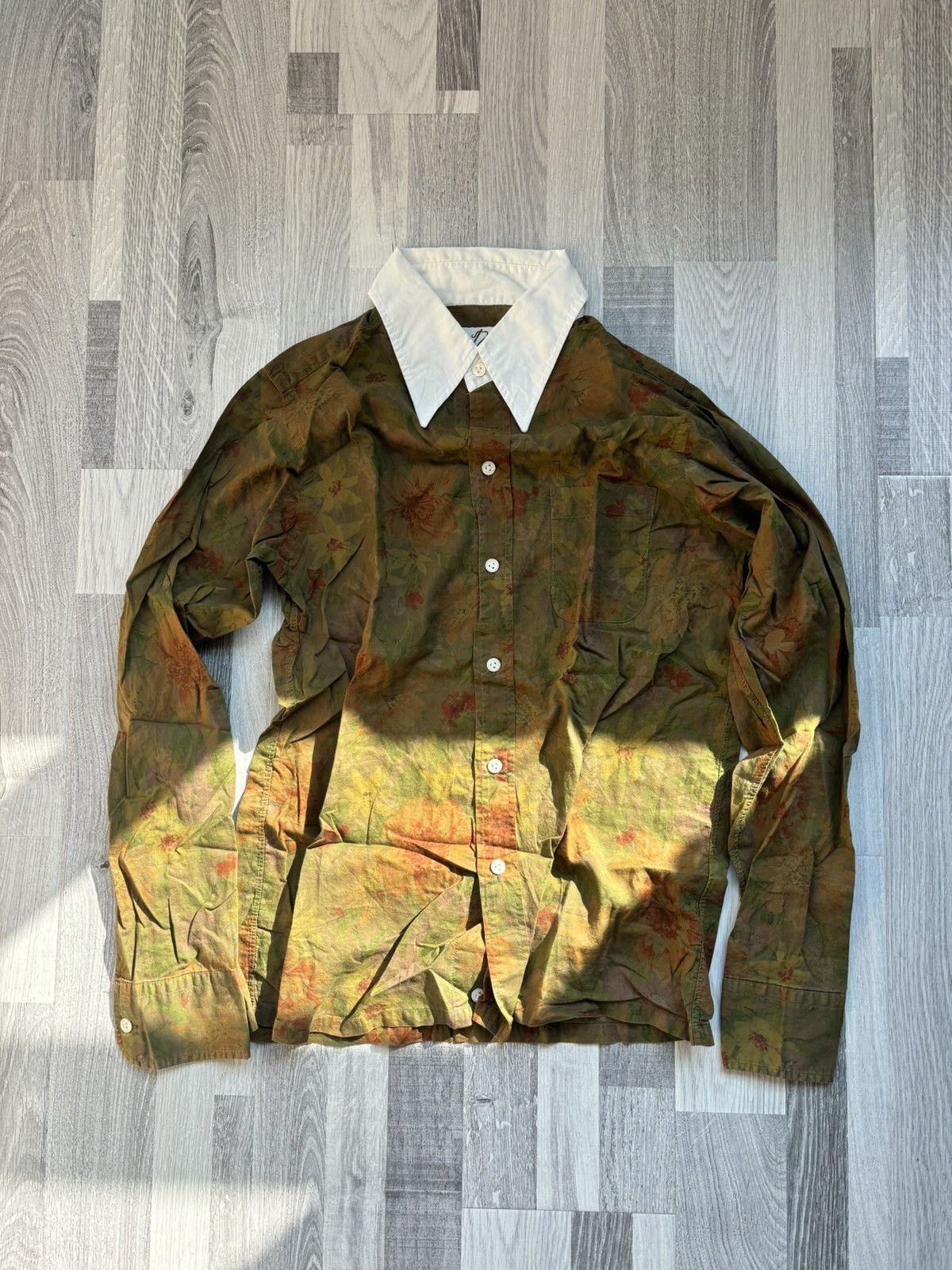 Needles Floral Print Green Button Up Down Shirt