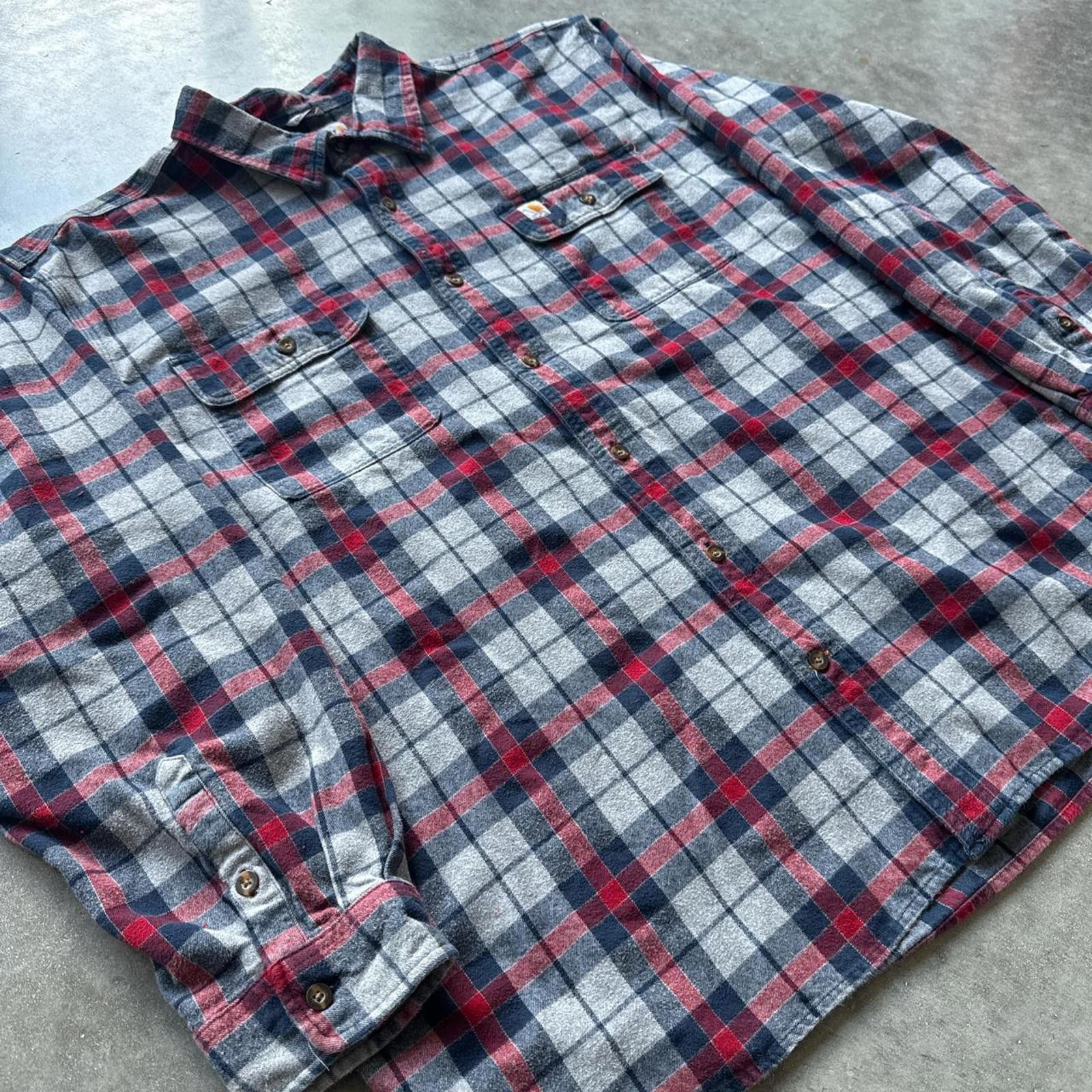 Carhartt Carhartt Vintage Red & Blue Plaid Flannel Shirt Size US XXL / EU 58 / 5 - 3 Thumbnail