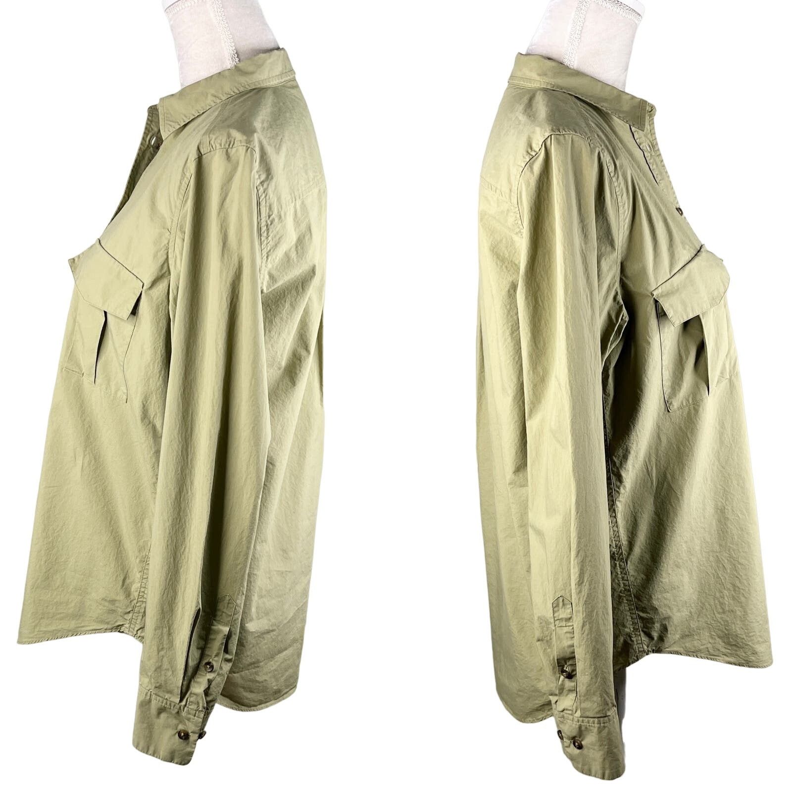 Massimo Dutti Massimo Dutti Blouse Top M Olive Green Button Down Pockets Size M / US 6-8 / IT 42-44 - 4 Thumbnail