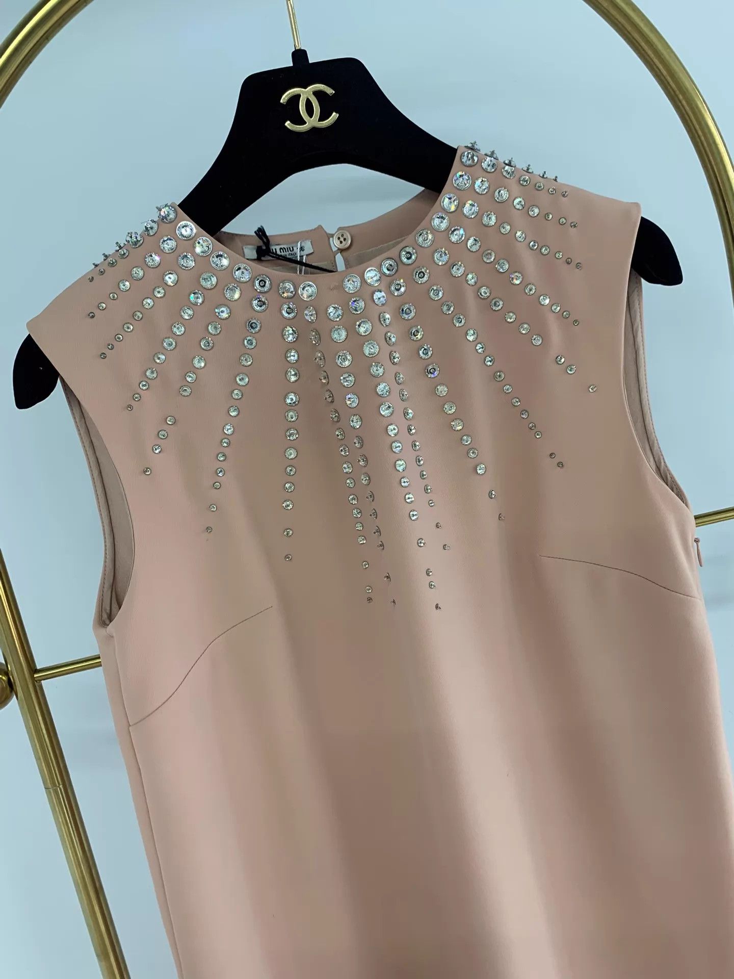 Miu Miu MIU MIU Pink Crystal Sleeveless Dress Women's Size 36 New Size XS / US 0-2 / IT 36-38 - 2 Thumbnail