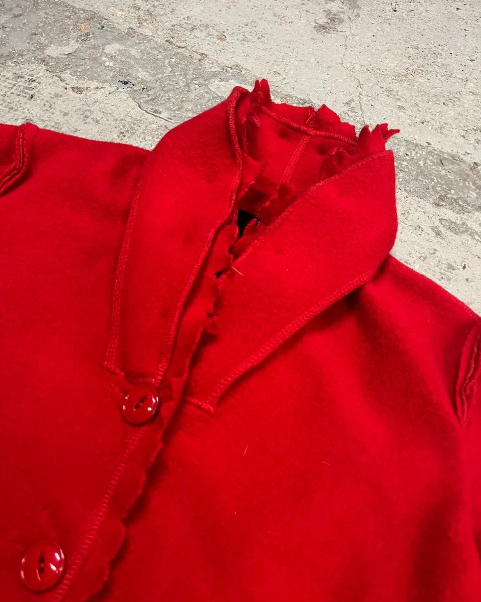 Marithe + Francois Girbaud 1990s Marithé + François Girbaud Red Wool Scalloped Collar Jacket Size M / US 6-8 / IT 42-44 - 5 Thumbnail