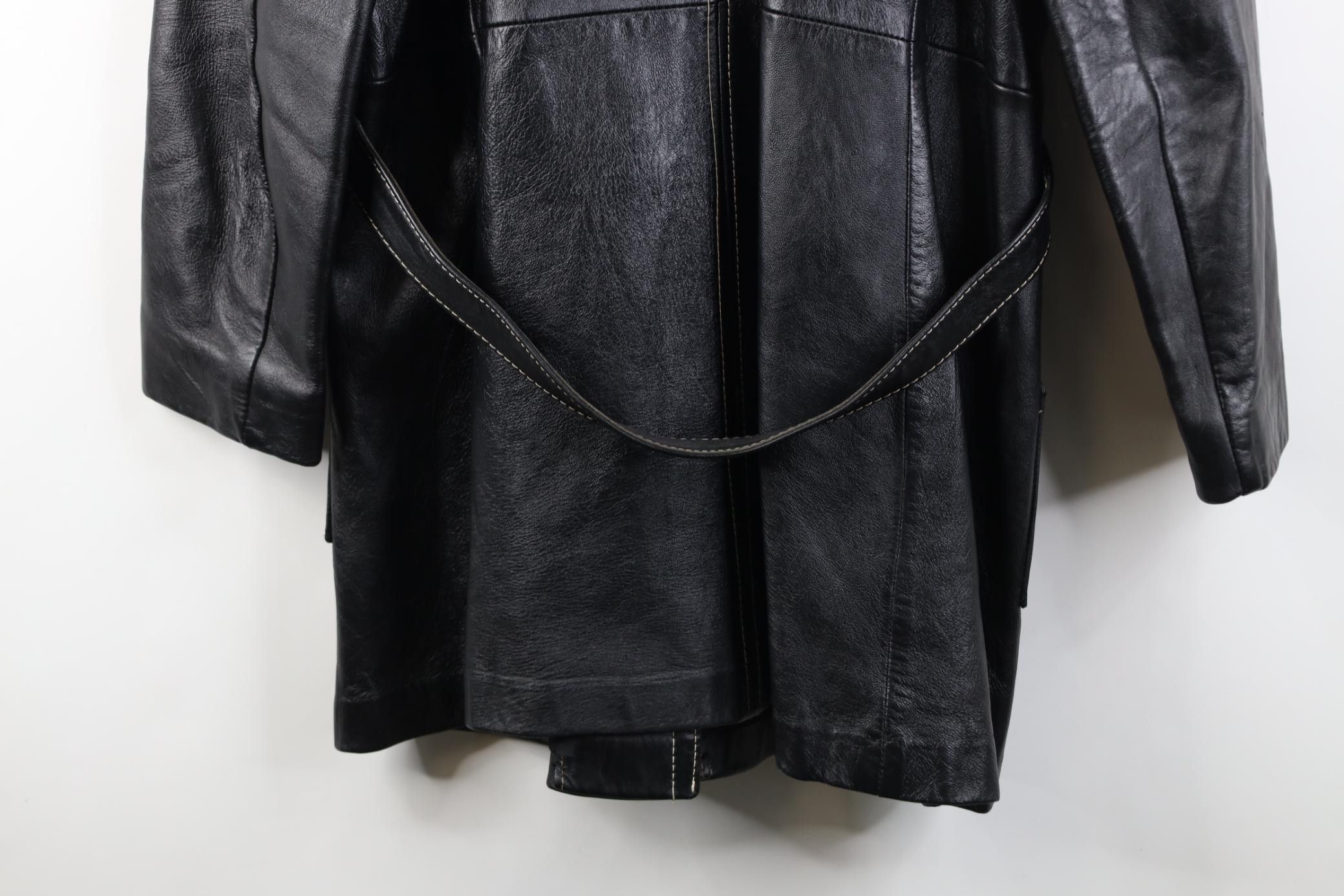 Vintage Vintage 70s Streetwear Leather Trench Coat Jacket Black Size L / US 10 / IT 46 - 18 Thumbnail