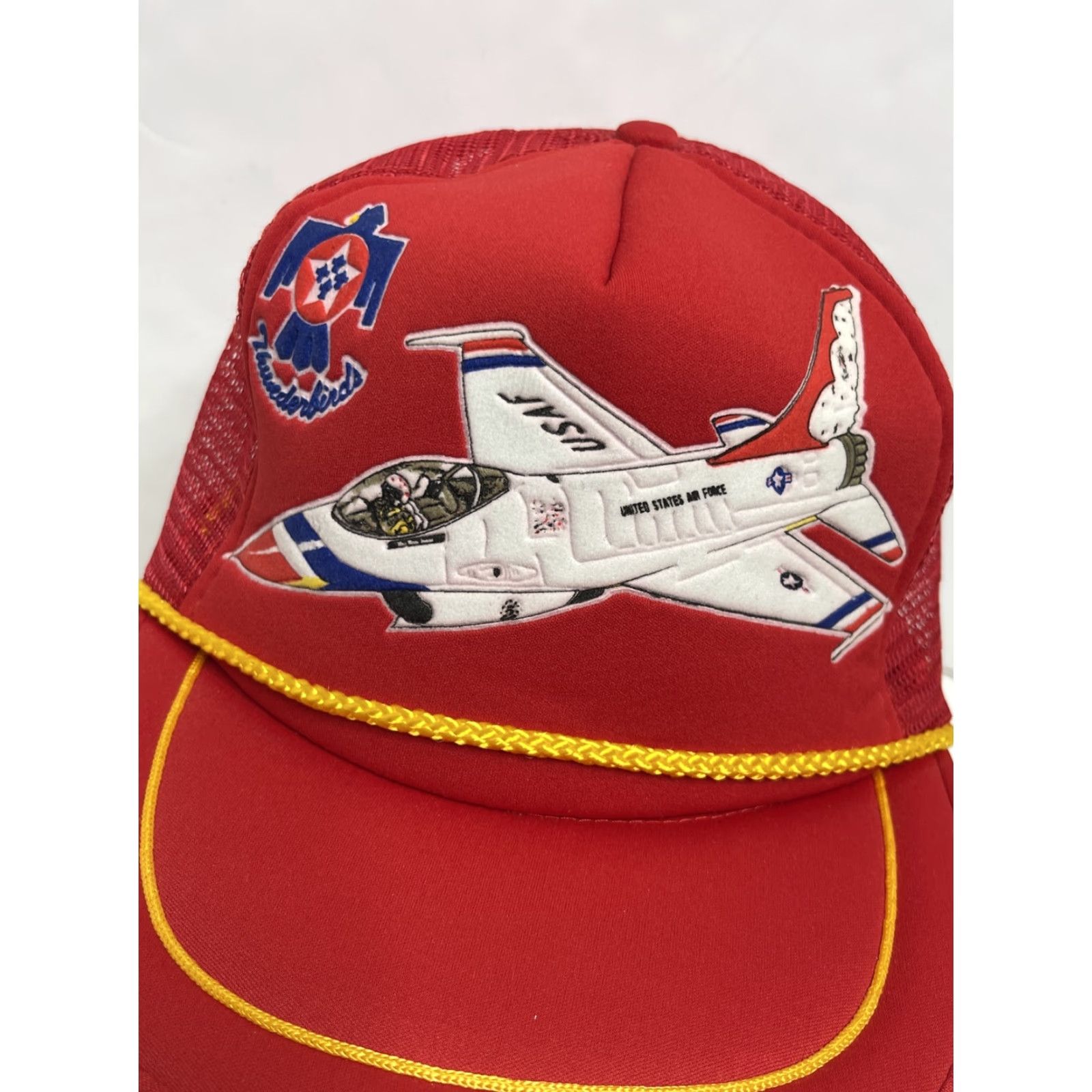 Vintage VINTAGE Thunderbirds US Air Force SnapBack Trucker Hat Rope Hat Red Men Adjustable Rope Pattern Solid Size ONE SIZE - 3 Thumbnail