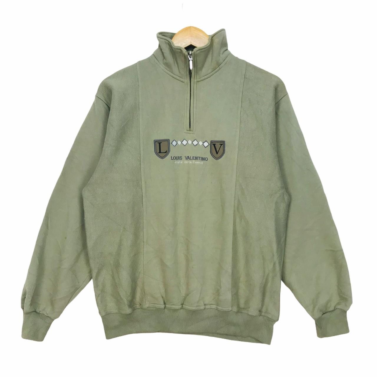 Vintage Vtg LOUIS VALENTINO HOMME Half Zip Sweatshirt Spell Out Size US M / EU 48-50 / 2 - 1 Thumbnail
