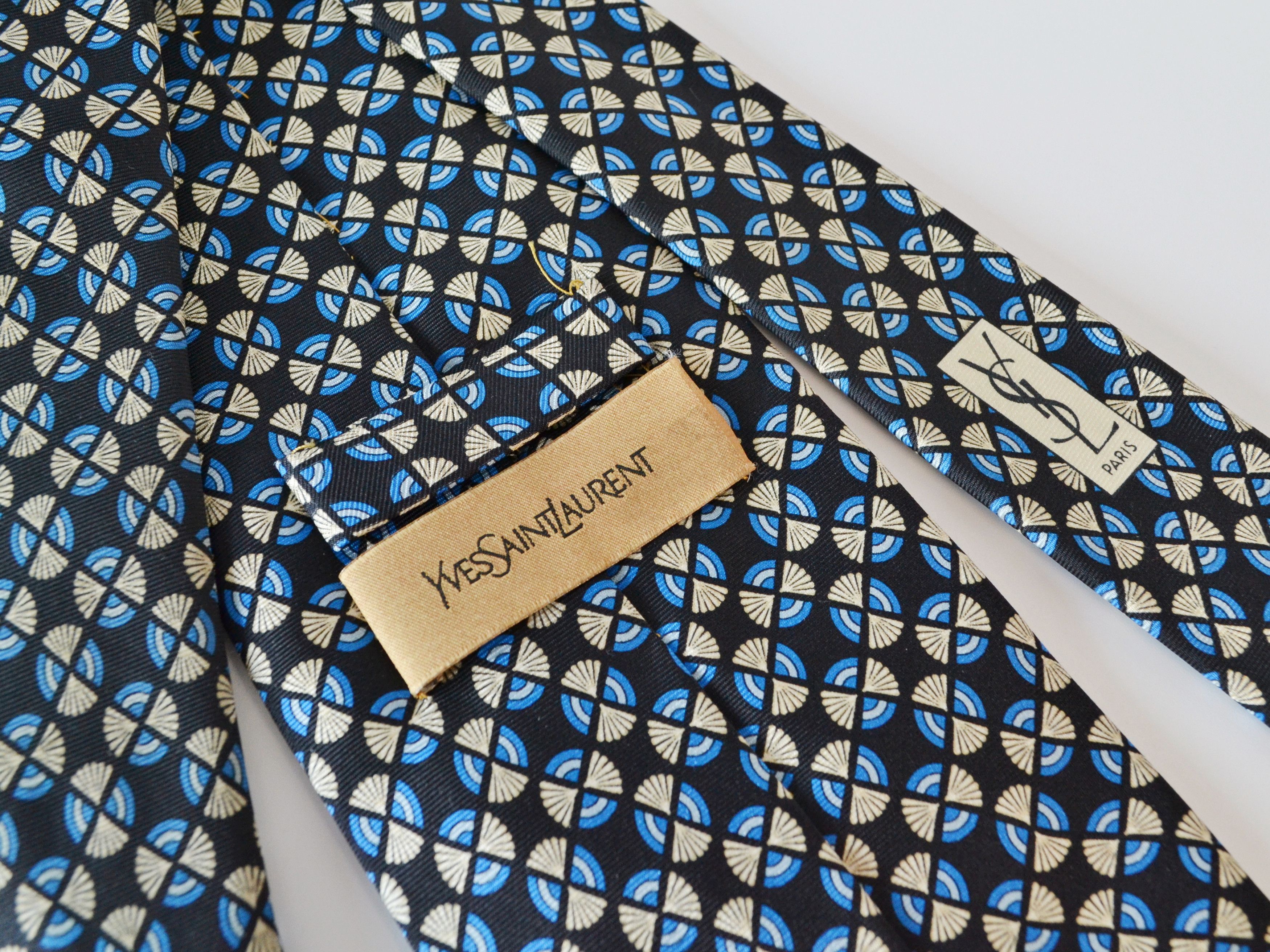 Yves Saint Laurent Yves Saint Laurent Men's Geometric Pattern Silk Neck Tie Size ONE SIZE - 7 Thumbnail