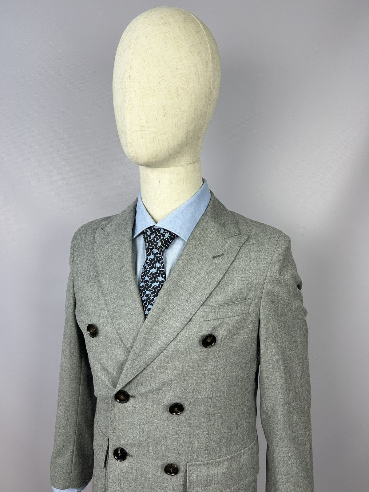 Designer × Paoloni Paoloni Quarantotto Double Breasted Wool Unlined Blazer EU46 Size 36R - 3 Thumbnail