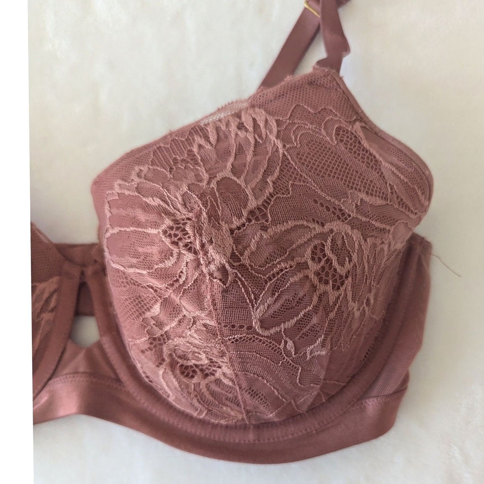 Vintage Soma Lightly Lined Perfect Coverage Bra 36D Mauve Lace Underwire Full Coverage Bra Mens Womens Size ONE SIZE - 2 Thumbnail