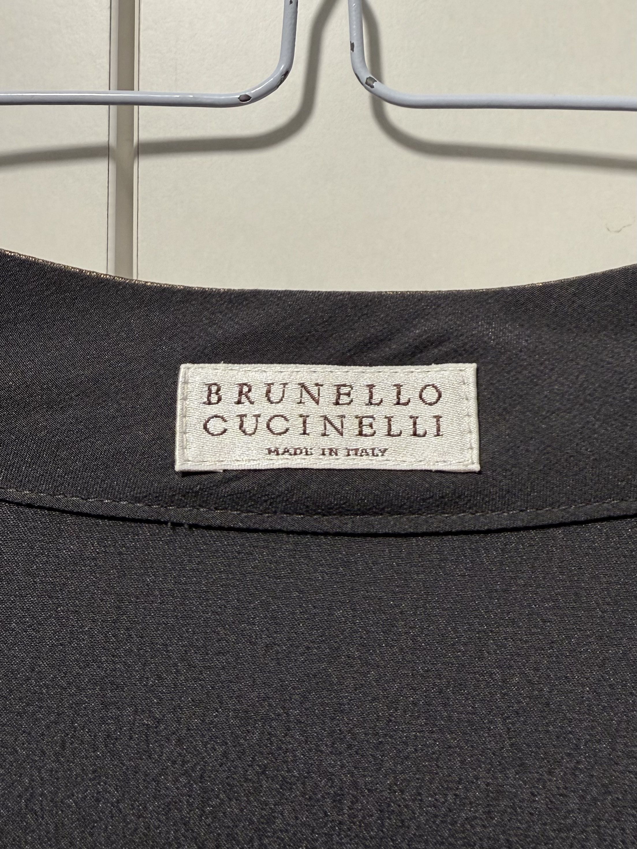 Brunello Cucinelli Women's Brunello Cucinelli Pure Silk Bronze Blouse Shirt Size L / US 10 / IT 46 - 9 Thumbnail