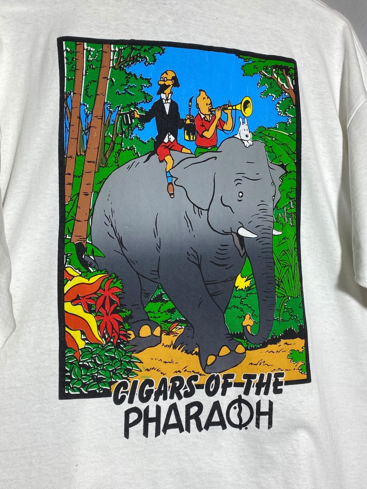 Cartoon Network 🔥 90s TINTIN CIGARS PHARAOH TEE JUNGLE RARE ELEPHANT VIBE Size US XL / EU 56 / 4 - 3 Thumbnail