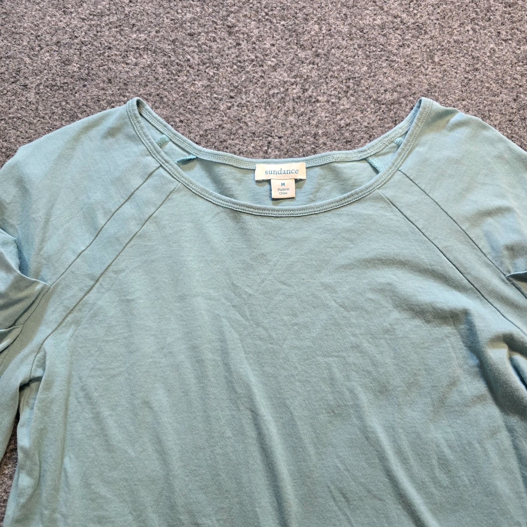 Vintage Sundance Top Womens Size Medium Green Ruched Long Sleeve Stretch Basic Capsule Shirt Womens M Green Ruched Sleeves Casual Knit Cotton Blend Vintage No Size M / US 6-8 / IT 42-44 - 2 Thumbnail