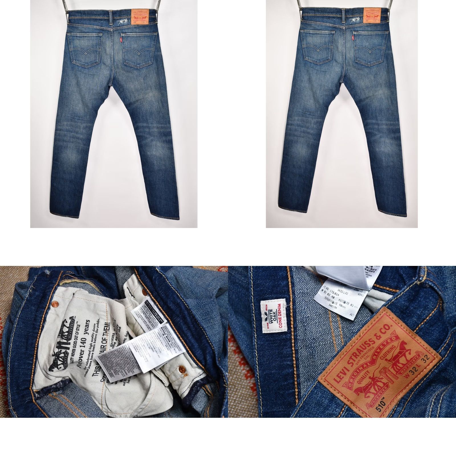 Levi's Levi's 510 White Oak Cone Denim Jeans Distressed Men's W32 L32 Blue Size US 32 / EU 48 - 8 Thumbnail