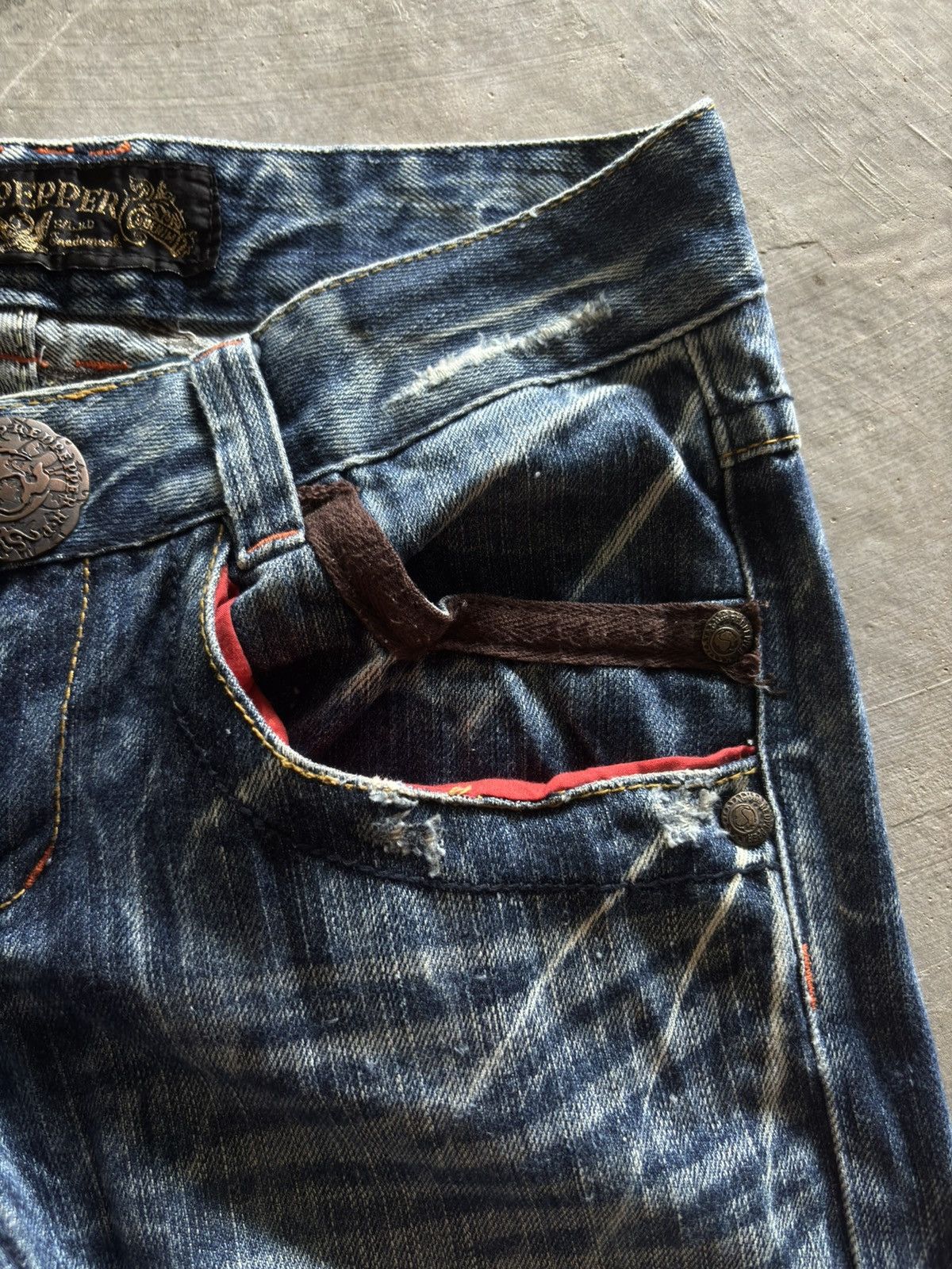 If Six Was Nine RED PEPPER super flare japanese denim washed low rise punk Size US 30 / EU 46 - 12 Thumbnail