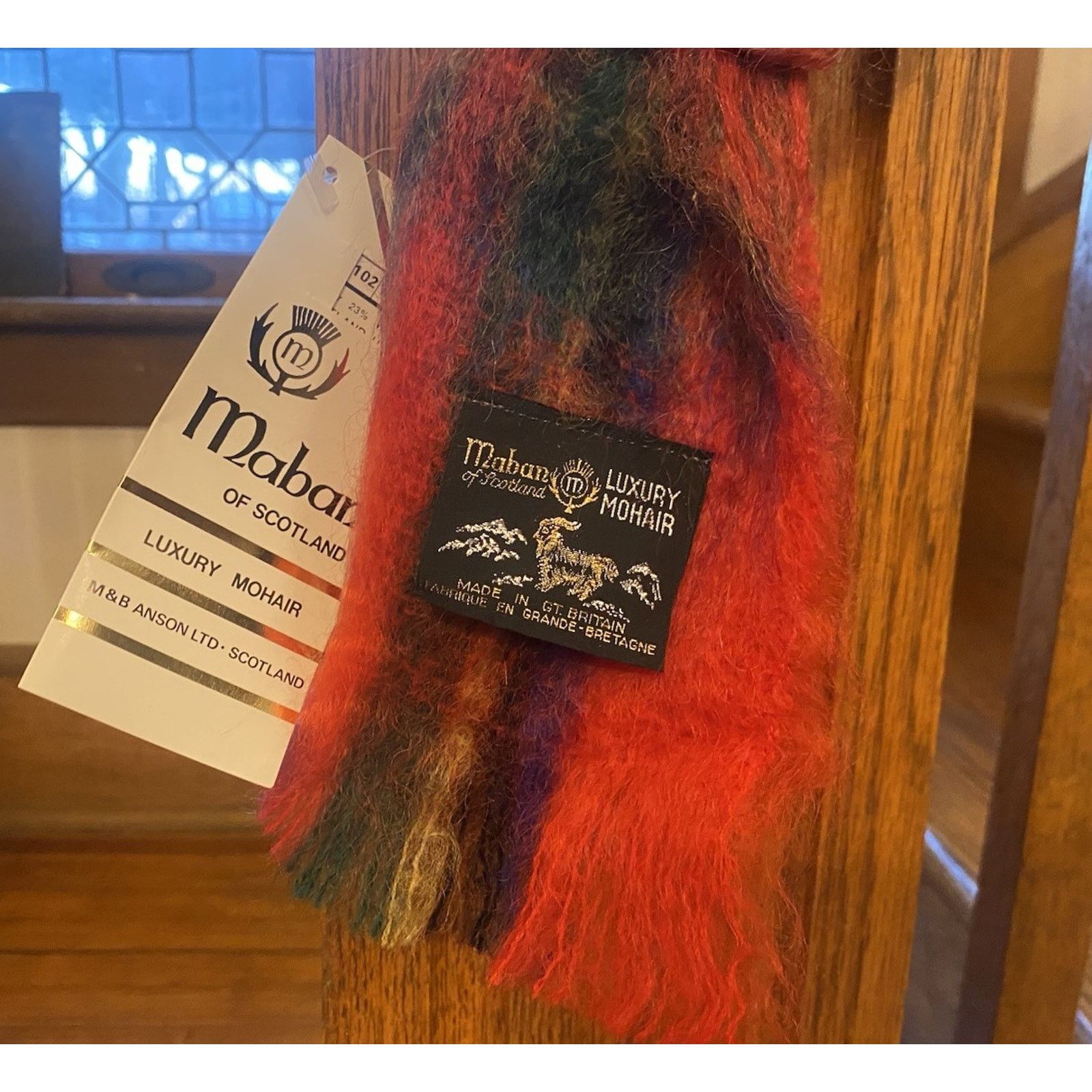 Vintage NWT Vintage Scotland Mohair Scarf Red Plaid Women’s Men’s Size ONE SIZE - 3 Thumbnail