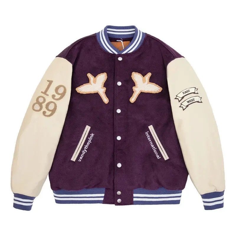 Vandythepink Men’s XL Purple/Cream Varsity Jacket Crane