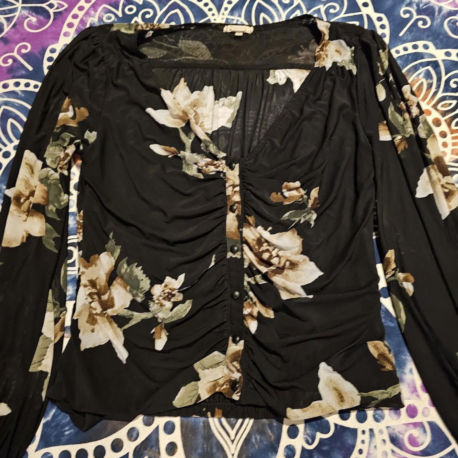 Designer Gimmicks Women's Floral Large Blouse Size L / US 10 / IT 46 - 2 Thumbnail