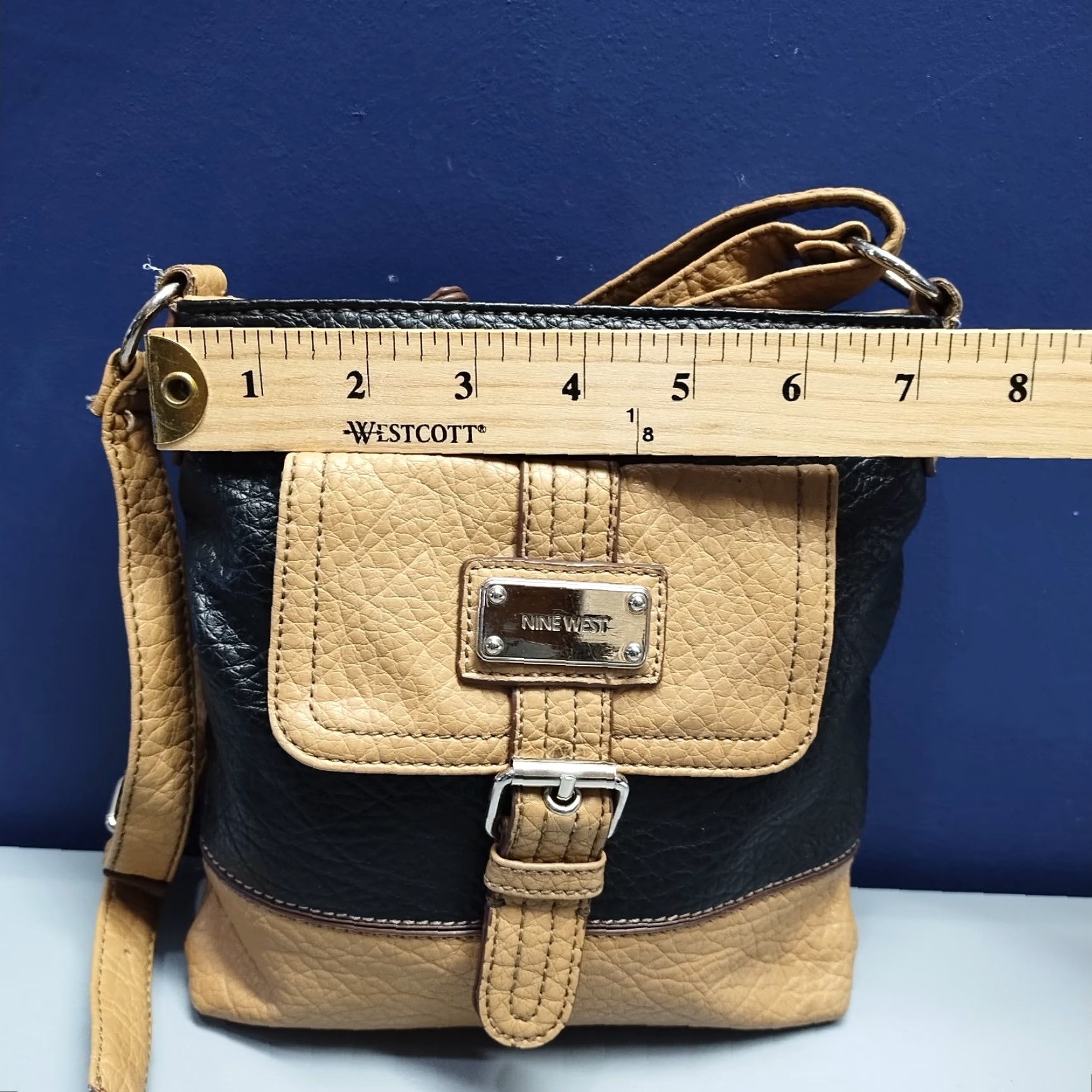 Nine West Nine West Crossbody Bag Monogram Black Tan Two Tone Adjustable Straps Womens Medium Modern Size ONE SIZE - 7 Thumbnail