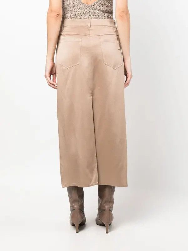 Brunello Cucinelli o1y0725 Midi Skirt in Light Brown Size 30" / US 8 / IT 44 - 4 Thumbnail