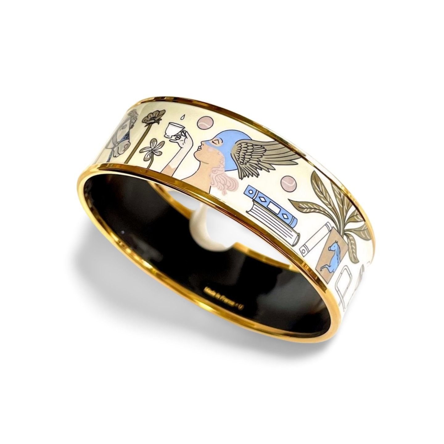 Hermes Vintage Hermes cloisonne enamel golden bangle with rabbit Size ONE SIZE - 2 Thumbnail