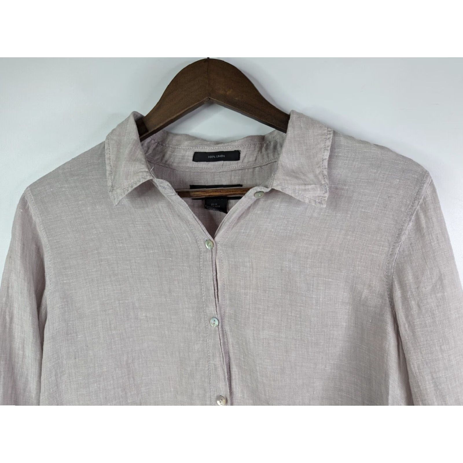Vintage Tahari Linen Taupe Longline Roll Tab Long Sleeve Top Tunic M Women Button-Up Shirt Size M / US 6-8 / IT 42-44 - 2 Thumbnail