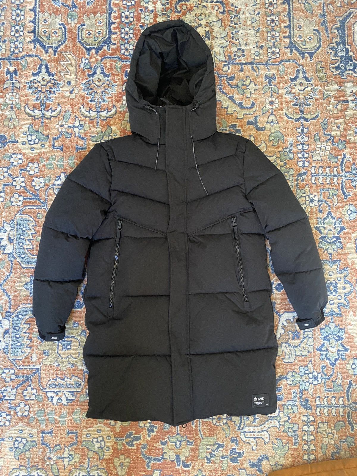 image of Zara Longline Quilted Coat in Black, Men's (Size Medium)
