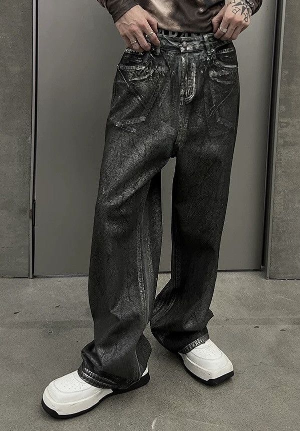 Japanese Brand × Vintage Avant garde fashion washed print faded punk jeans pants Size US 32 / EU 48 - 3 Thumbnail