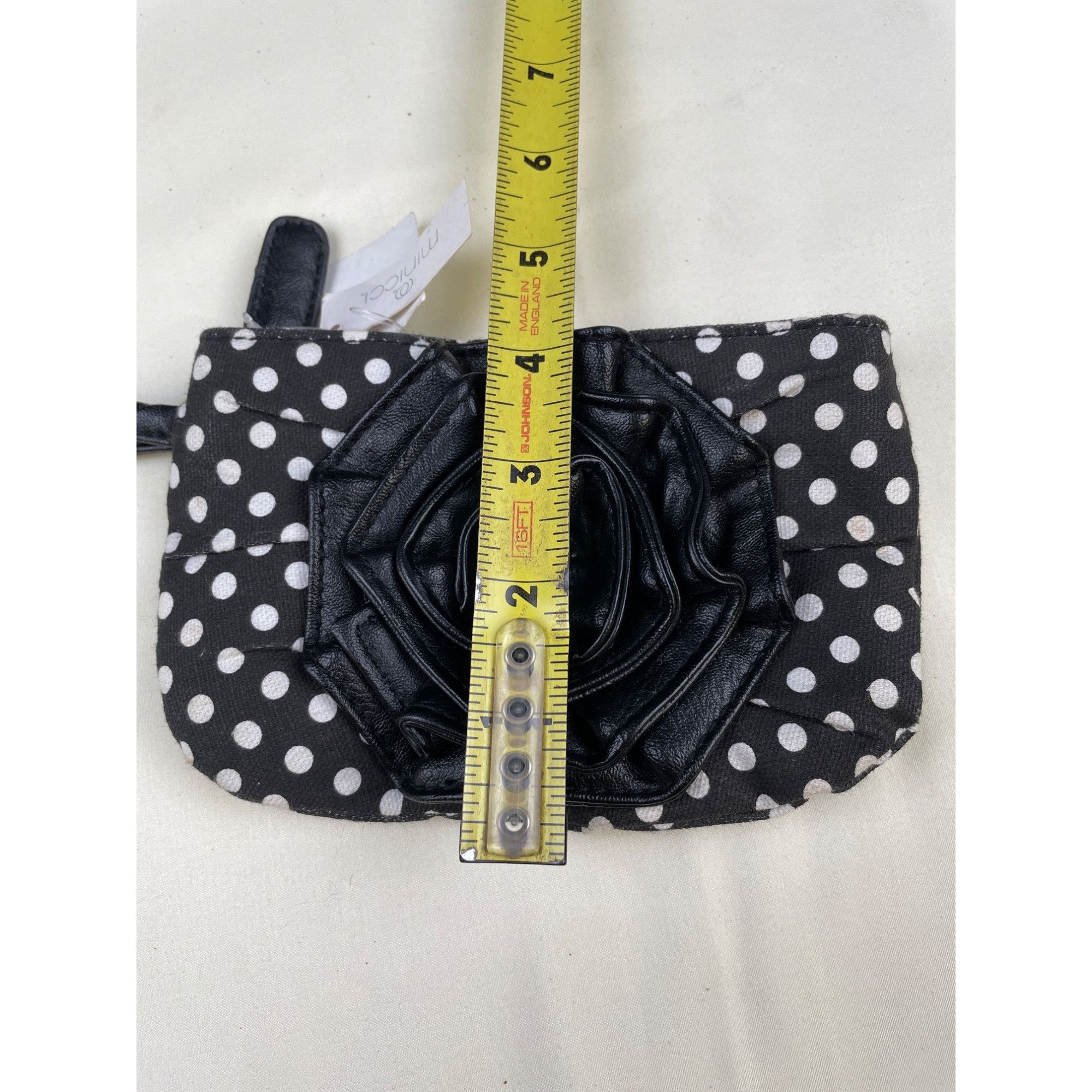 Other Minicci Women's Black & White Polka Dot Clutch with rose/Bag Size ONE SIZE - 7 Thumbnail