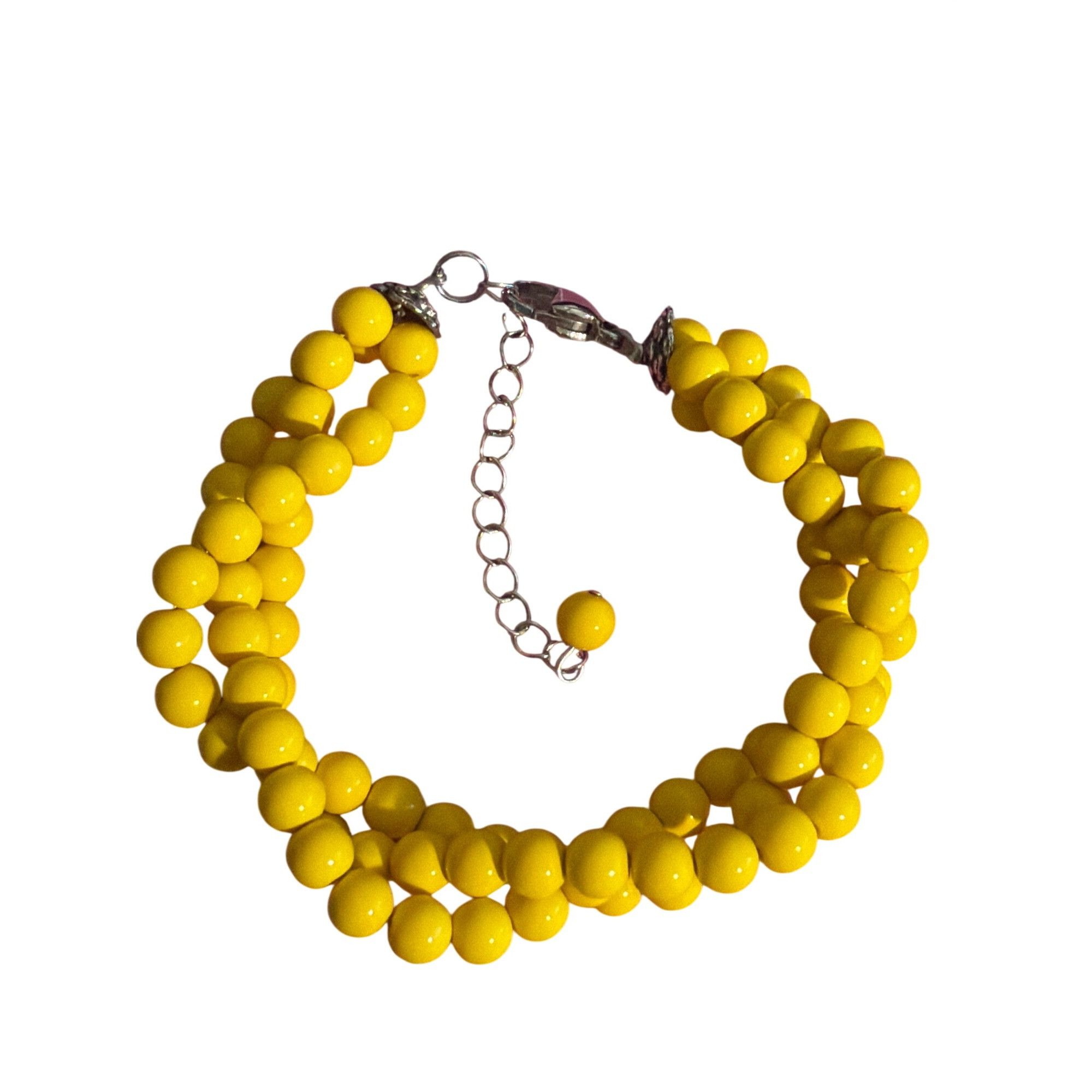 Other Vintage Multi Strand Yellow Bead Braided Bracelet Lobster Cl Size ONE SIZE - 3 Thumbnail