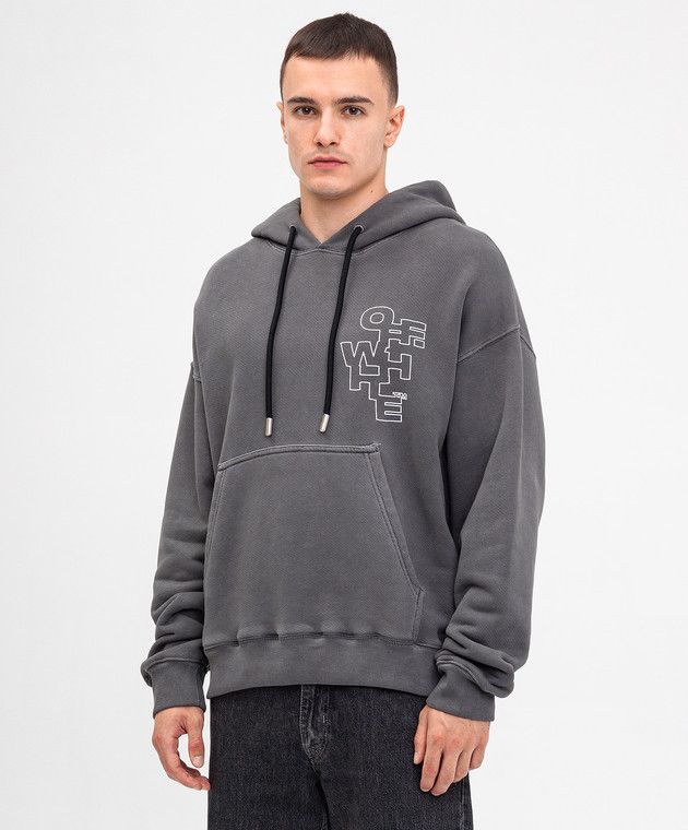 Off-White o1s22i1n1124 Outline Arrow Hoodie in Grey Size US M / EU 48-50 / 2 - 3 Thumbnail