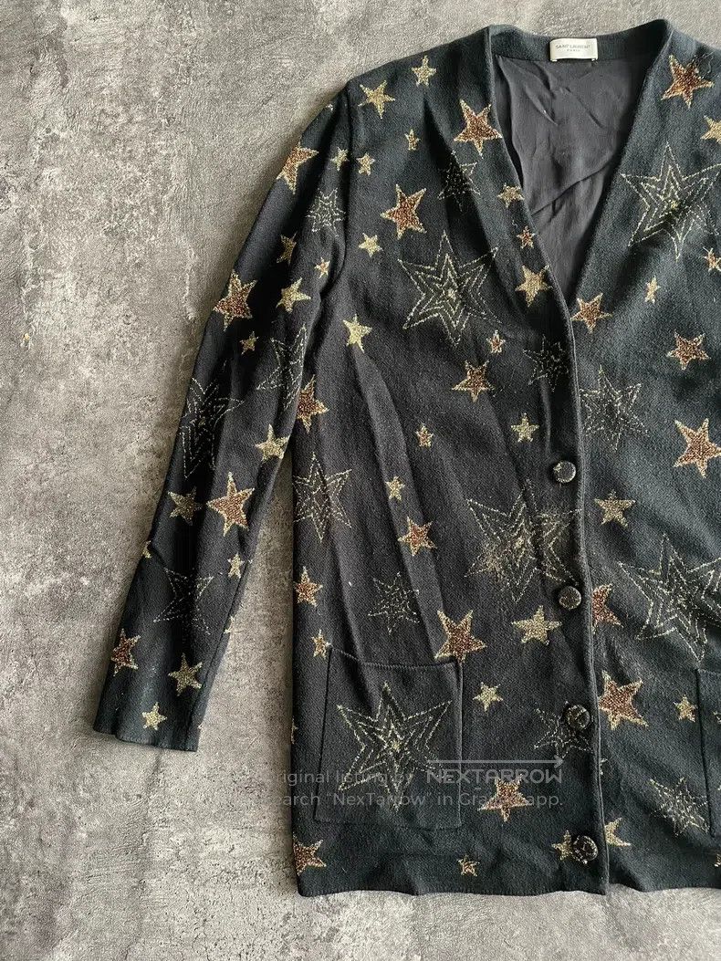 Saint Laurent Paris Saint Laurent Paris Mohair Star Print Cardigan Size US XS / EU 42 / 0 - 3 Thumbnail