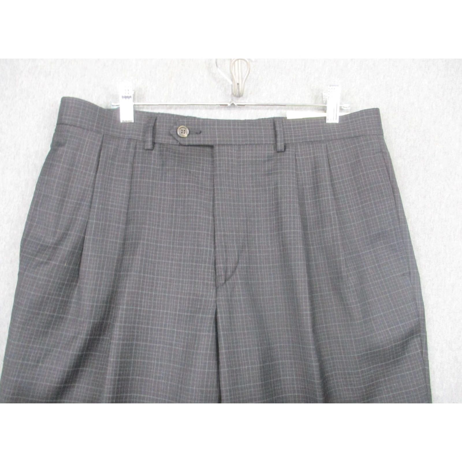 Ralph Lauren Lauren Ralph Lauren Pants Mens 34x30 Black Plaid 100% Wool Pleated Dress Cuffed Pants Mens Size US 34 / EU 50 - 2 Thumbnail