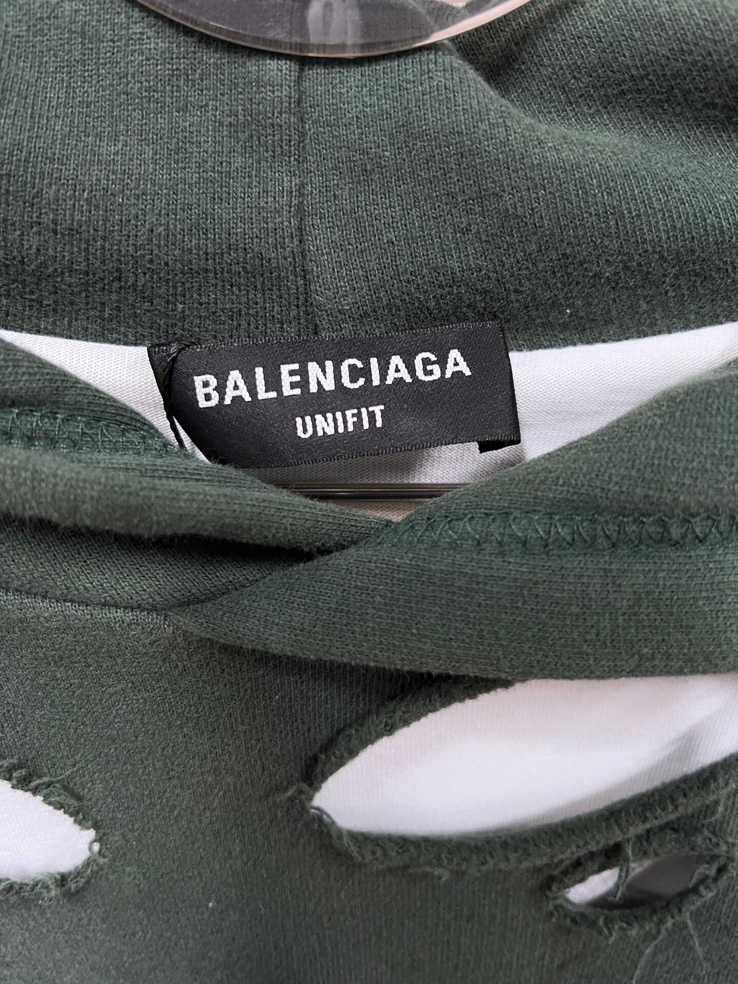 Balenciaga distressed balenciaga logo hoodie in dark green Size US L / EU 52-54 / 3 - 3 Thumbnail