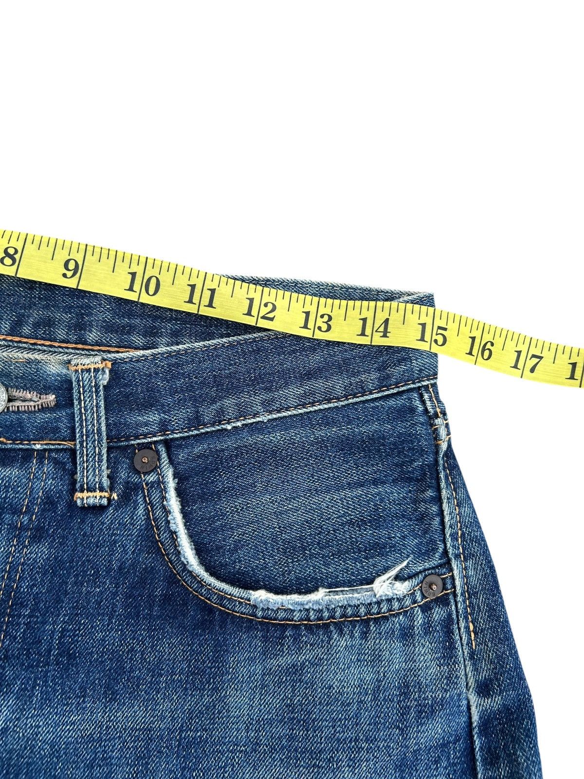 Kapital VINTAGE EDWIN 505XS SELVEDGE DISTRESSED DENIM JEANS Size US 30 / EU 46 - 19 Thumbnail