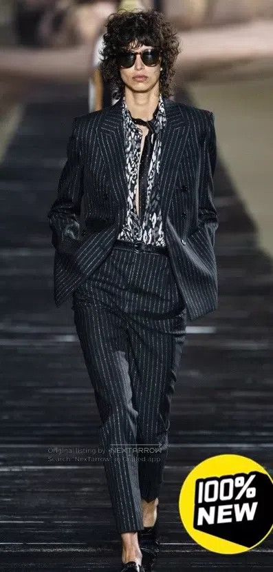 Saint Laurent Paris Saint Laurent Paris Classic Silver Thread Double Breasted Size US M / EU 48-50 / 2 - 1 Thumbnail