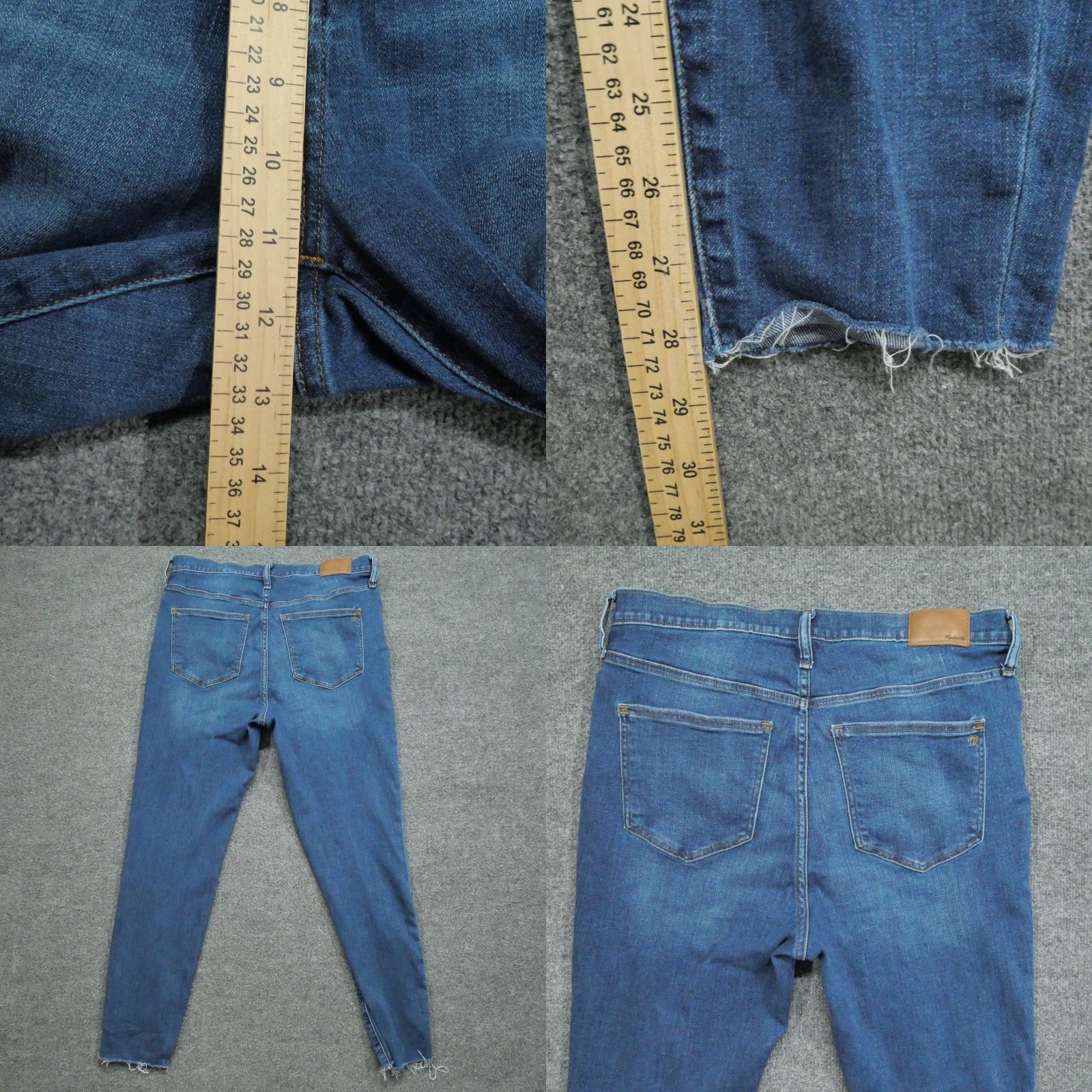 Madewell Madewell Jeans Womens 32 Blue Mid Rise Skinny Button Fly Stretch Raw Hem Crop Size 24" / US 00 / IT 34 - 8 Thumbnail