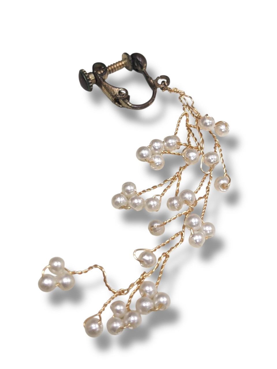 Vintage PEARL GOLD INSPIRED BAROQUE BRANCH CRYSTAL TASSEL EARRINGS Size ONE SIZE - 3 Thumbnail