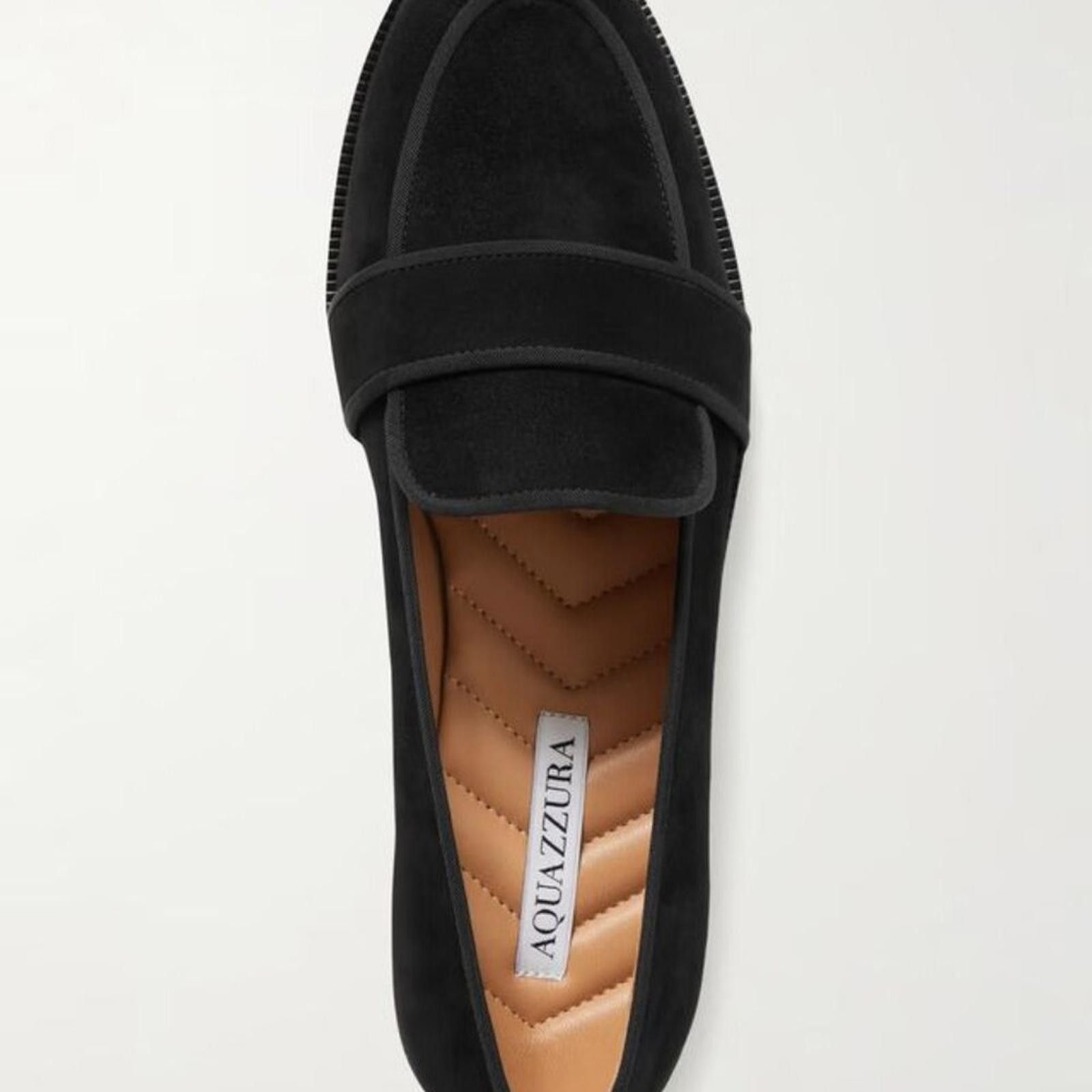 Aquazzura NWT Aquazzura Martin grosgrain-trimmed suede loafers Size US 8 / IT 38 - 9 Thumbnail