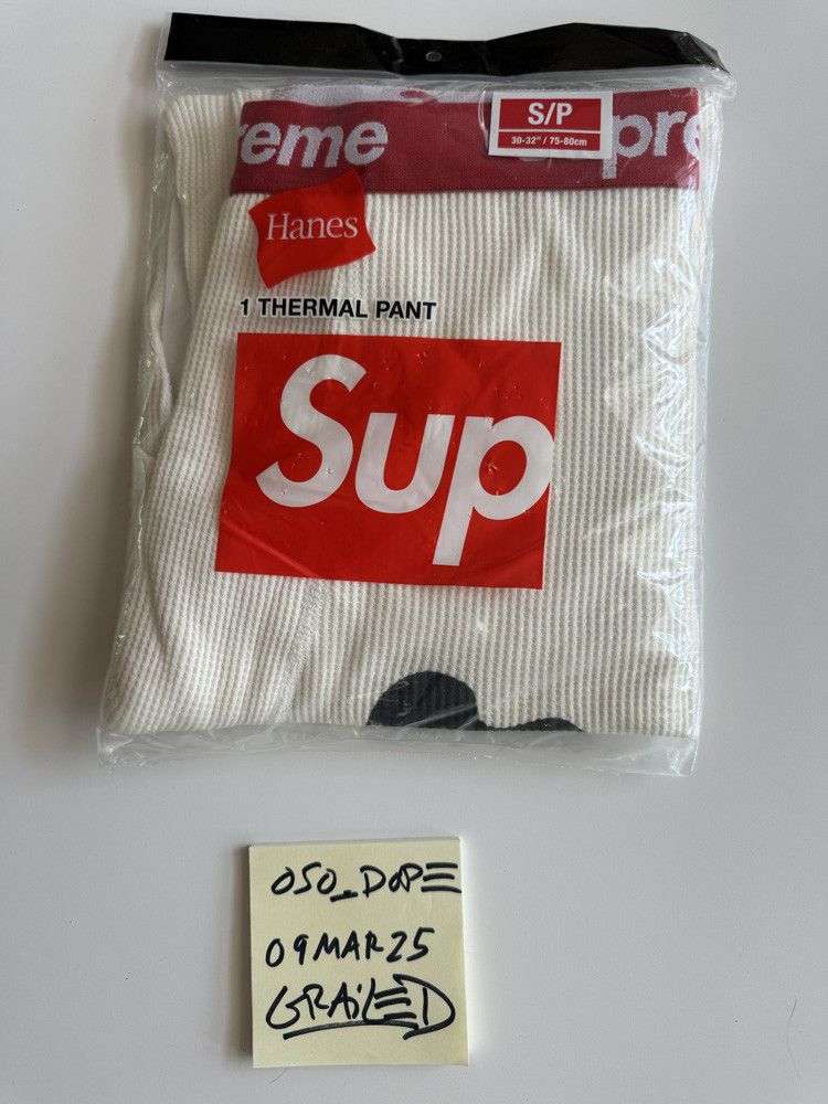 supreme x hanes bones thermal pant (white) S