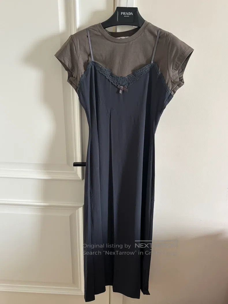 Acne Studios Bow-Accented Fake Two-Piece Dress