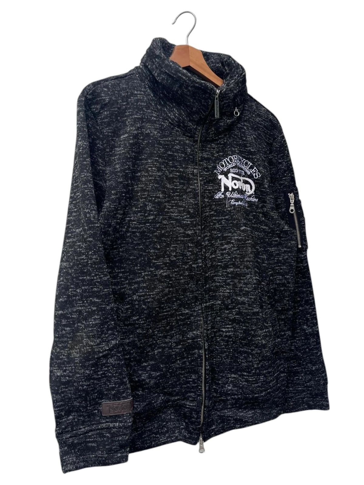 Norton Norton Motorcycle Volume Neck Zip Knitted Jacket Size US L / EU 52-54 / 3 - 5 Thumbnail