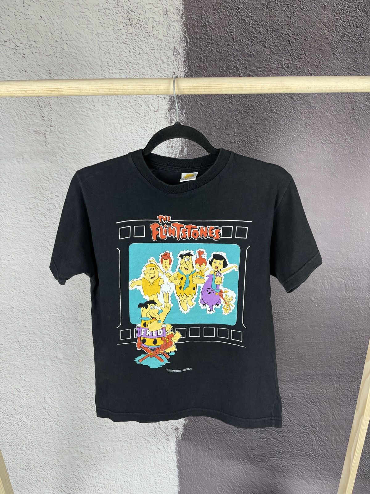 Cartoon Network Vintage Flintstones Tee 1994 Hanna Barbera Black Fred Family Size US XXS / EU 40 - 1 Thumbnail