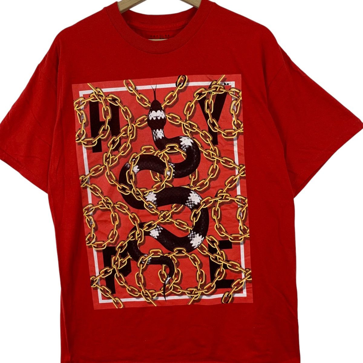 Vintage POPULAR POISON HYPE Snake In Chain Logo Tee Shirt Top Size US L / EU 52-54 / 3 - 3 Thumbnail