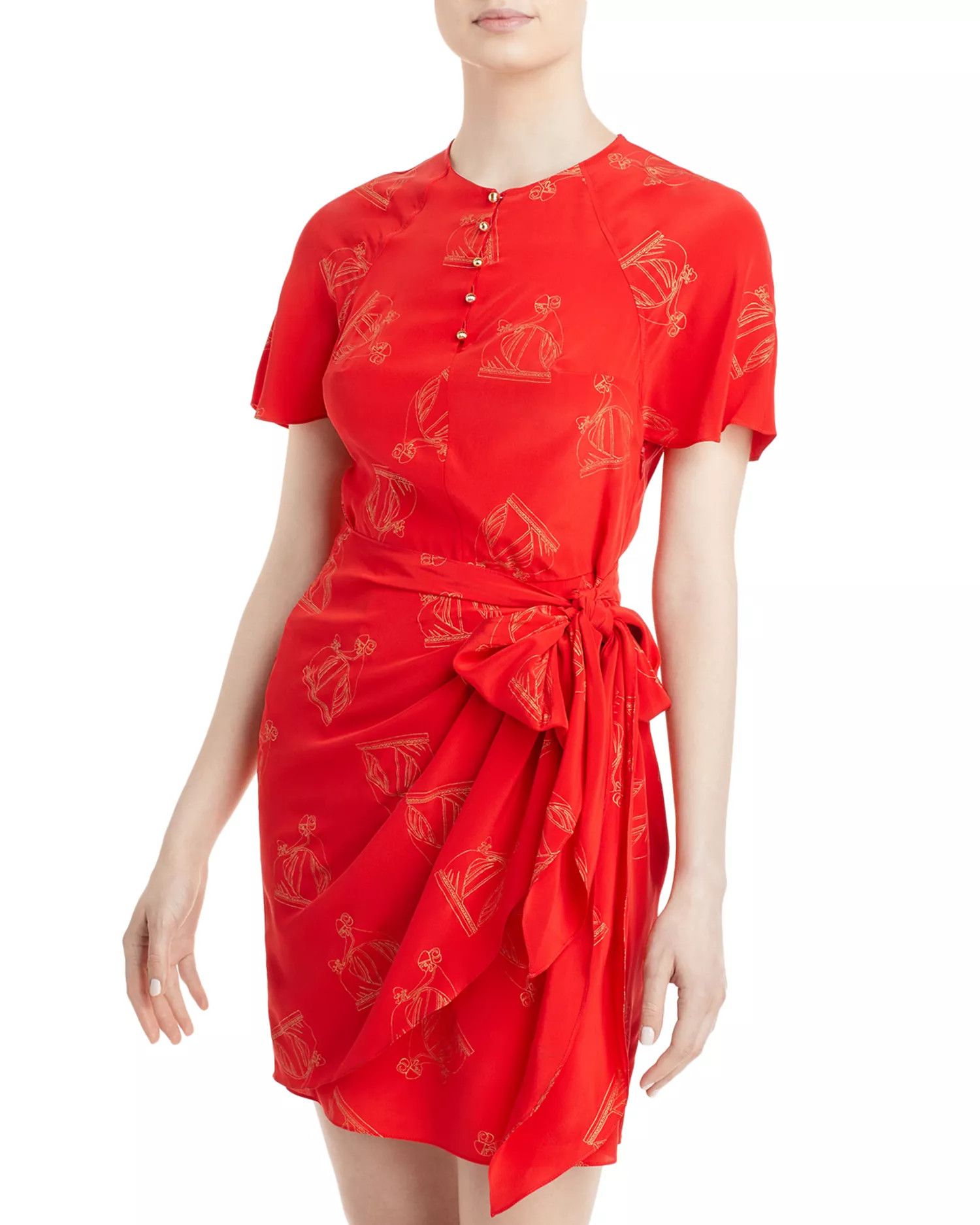 Lanvin o1y0326 Mini Dress in Tomato Red Size S / US 4 / IT 40 - 1 Thumbnail