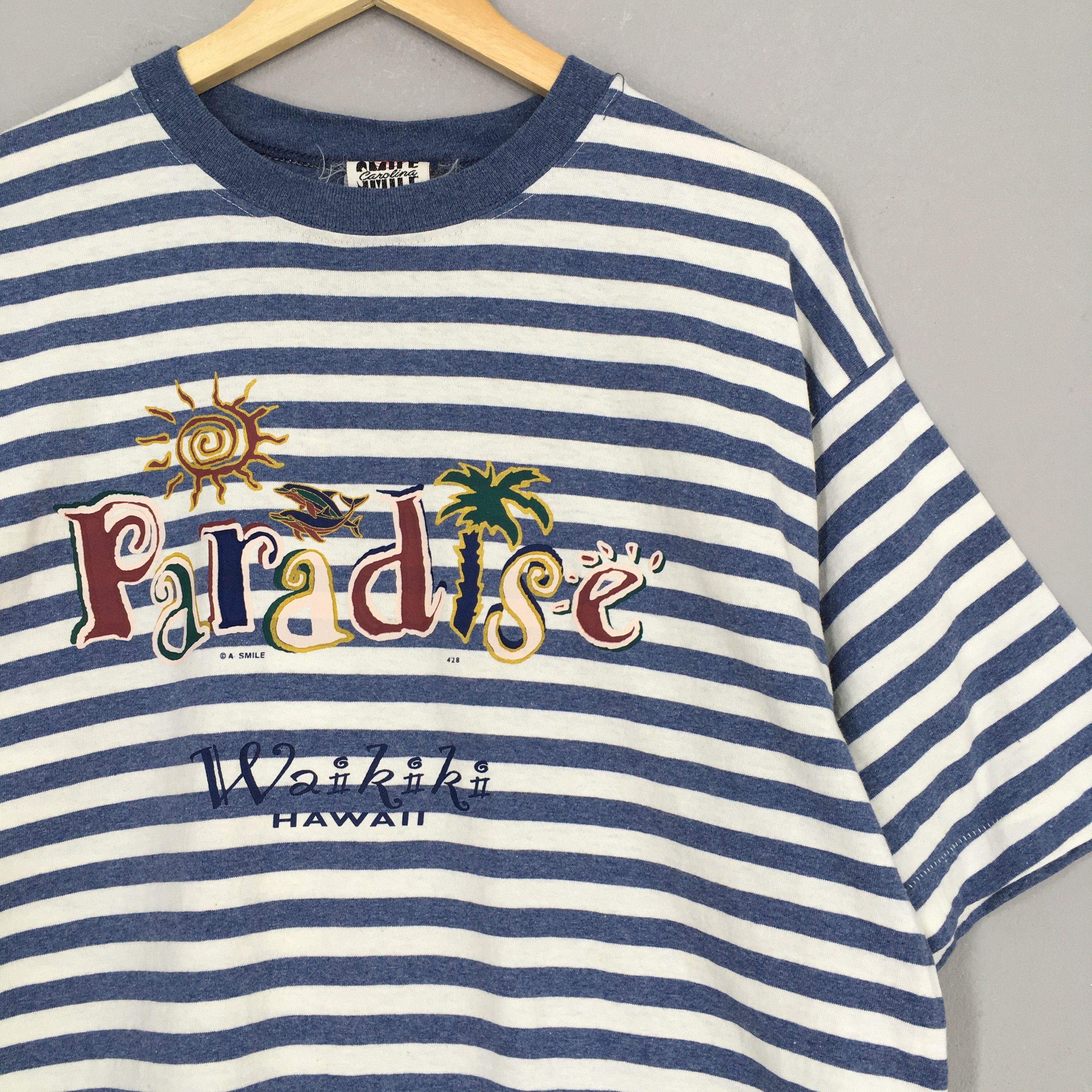 Other Vintage 90's Stripes Paradise Waikiki Hawaii Tshirt Medium Size US M / EU 48-50 / 2 - 2 Thumbnail