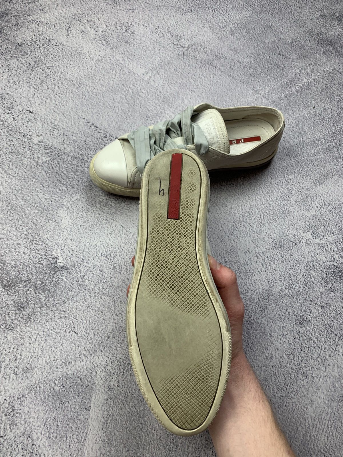 Prada Prada White Leather Sneakers Women Size 37 Size US 6.5 / IT 36.5 - 4 Thumbnail
