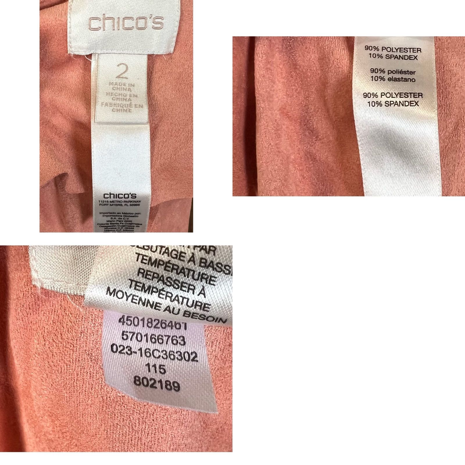 Vintage Chico's Pink Faux Suede Perforated Drape Cardigan Jacket Top Open Front Sz 2 (L) Coatigan Womens Size L / US 10 / IT 46 - 8 Thumbnail