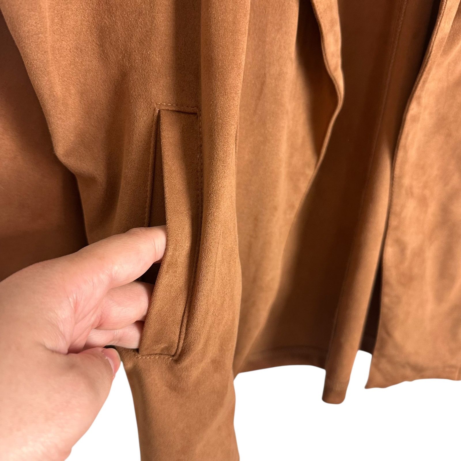 Lulus Lulus Lucky Break Camel Suede Oversized Jacket Size XS Size XS / US 0-2 / IT 36-38 - 7 Thumbnail