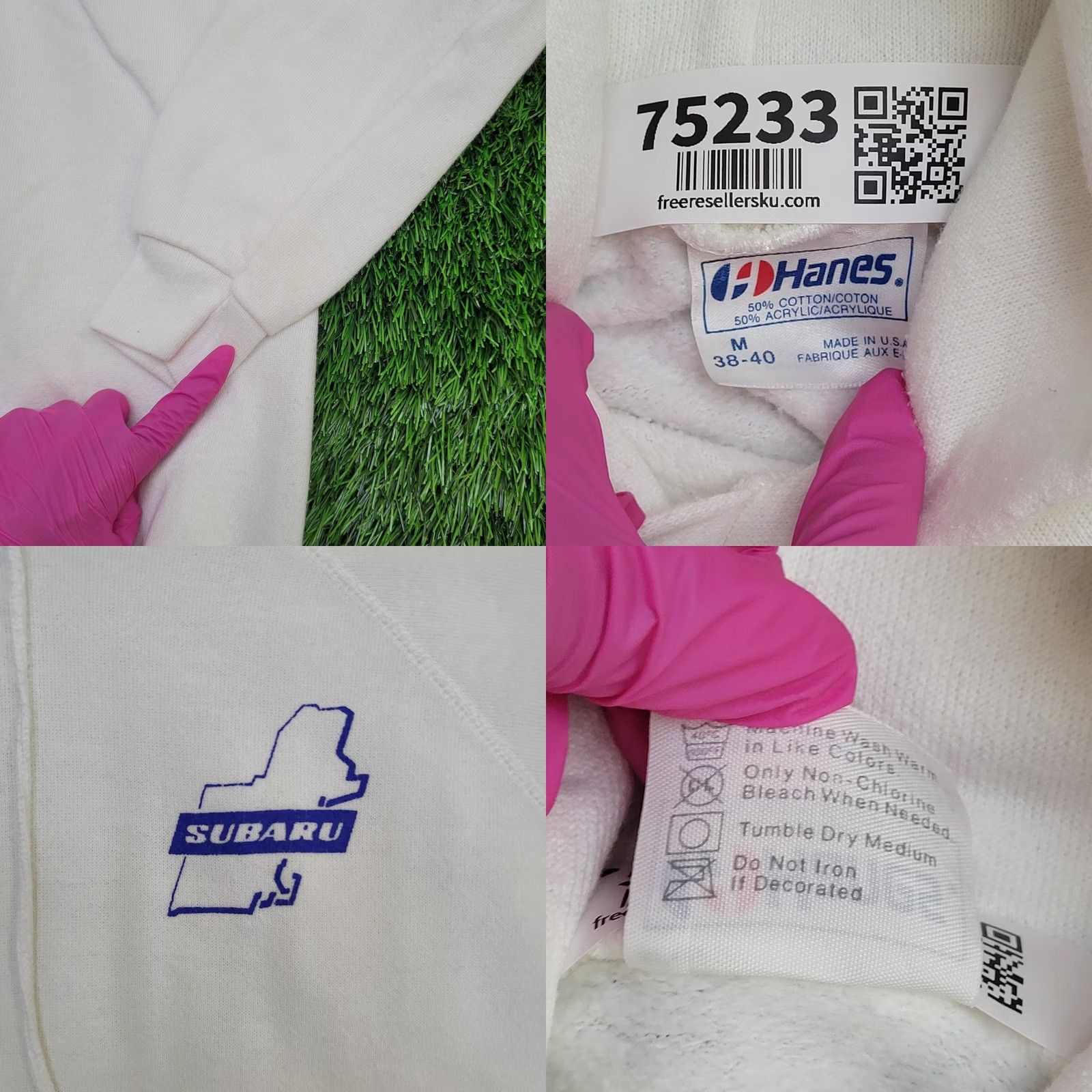 Hanes VINTAGE Subaru Hoodie Womens M White 80s Retro Logo Graphic Print Pullover Hooded Sweatshirt Size M / US 6-8 / IT 42-44 - 8 Thumbnail