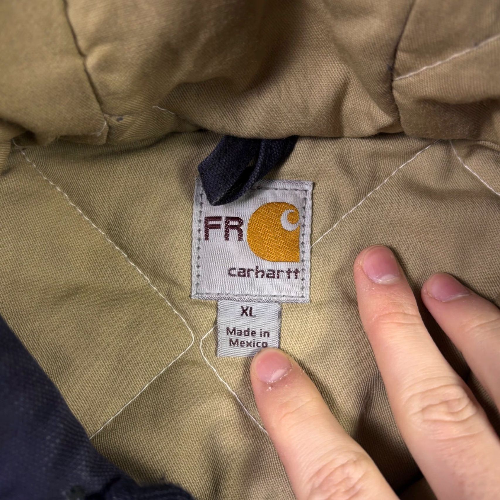 Carhartt VINTAGE Carhartt FR Flame Resistant Hooded Jacket Navy Blue Canvas Mens XL Delmarva Size US XL / EU 56 / 4 - 5 Thumbnail