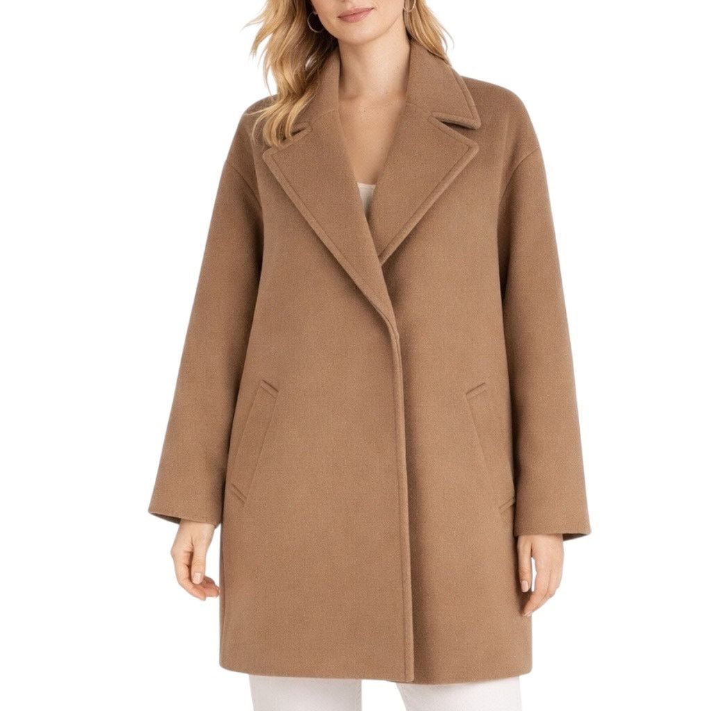 Express Express Wool Blend Cocoon Coat Snap Button Camel Tan Size L Size L / US 10 / IT 46 - 2 Thumbnail